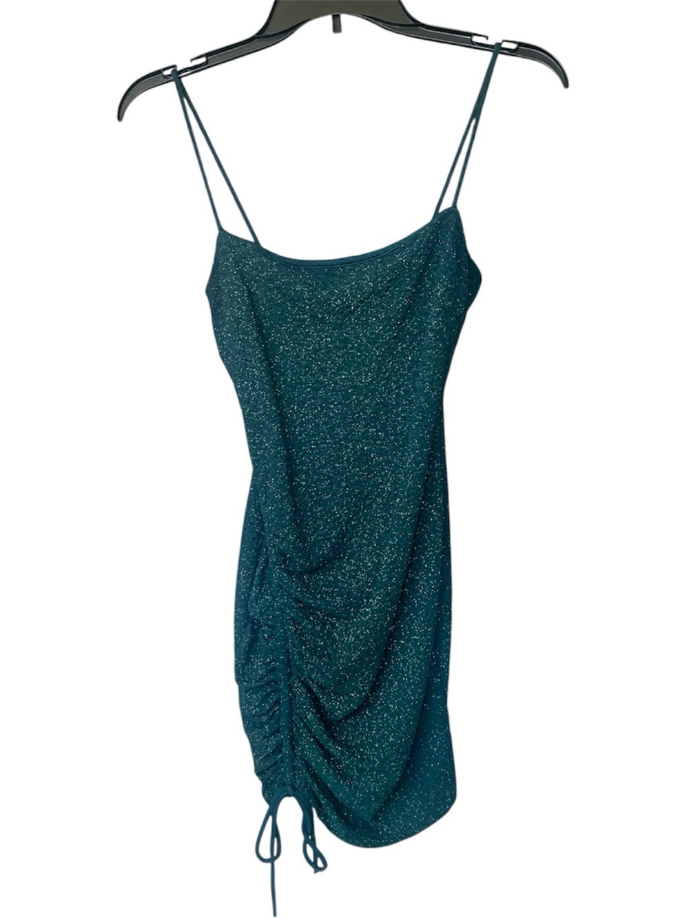 Windsor Sparkle Ruched dark green dress with adjustable side tie size M